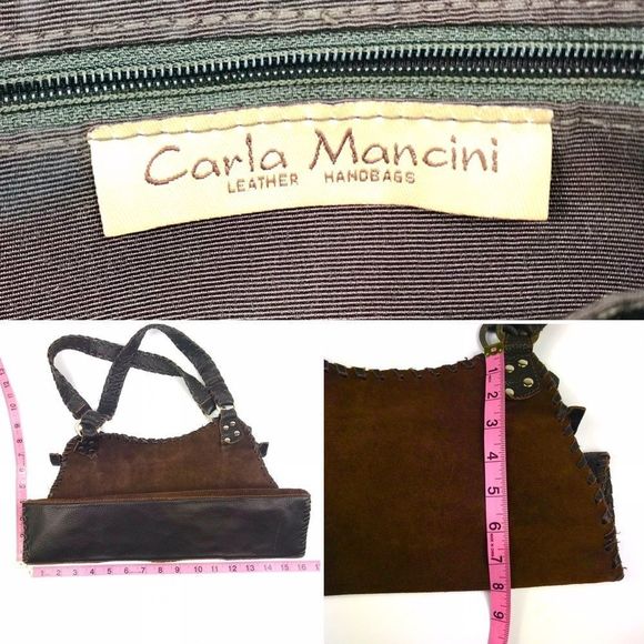 Carla Mancini brown suede & leather handbag - Picture 6 of 8